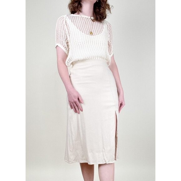 Vintage 60s 70s Norwegian Military Open Knit Net Blouse Top Shirt Cover Up Sexy - Picture 1 of 9